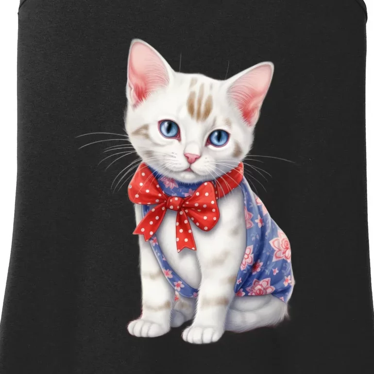 American Cat 4th Of July Cat Patriotic Cats Japanese Bobtail Kitten Ladies Essential Tank