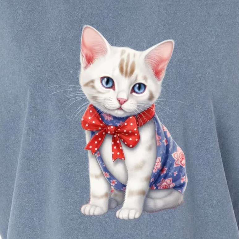 American Cat 4th Of July Cat Patriotic Cats Japanese Bobtail Kitten Garment-Dyed Women's Muscle Tee