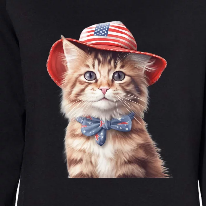 American Cat 4th Of July Cat Patriotic Cats Maine Coon Kitten Womens California Wash Sweatshirt