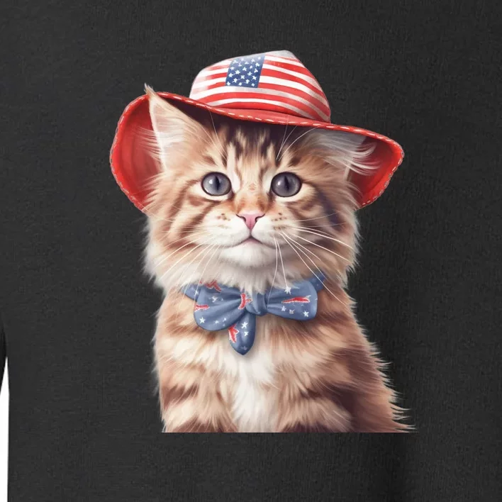 American Cat 4th Of July Cat Patriotic Cats Maine Coon Kitten Toddler Sweatshirt