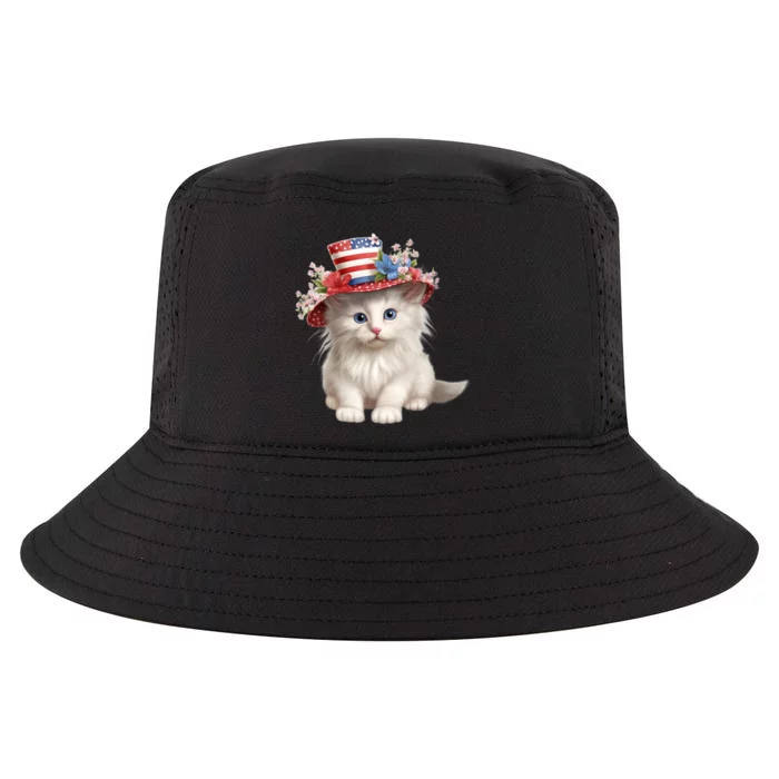 American Cat 4th Of July Cat Patriotic Cats Norwegian Forest Kitten Cool Comfort Performance Bucket Hat