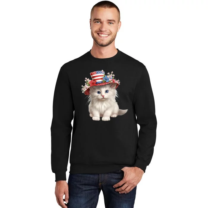 American Cat 4th Of July Cat Patriotic Cats Norwegian Forest Kitten Sweatshirt