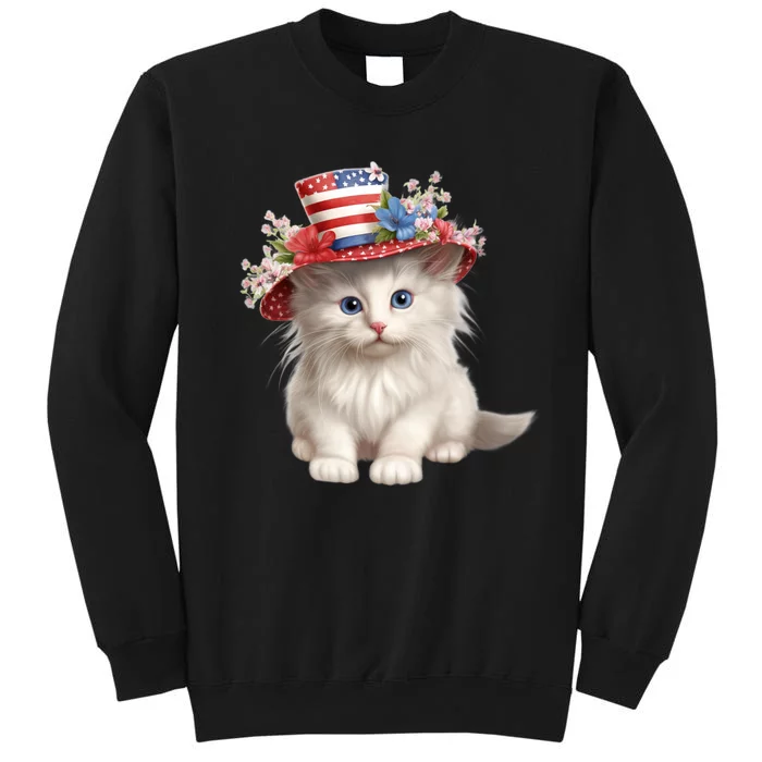 American Cat 4th Of July Cat Patriotic Cats Norwegian Forest Kitten Sweatshirt