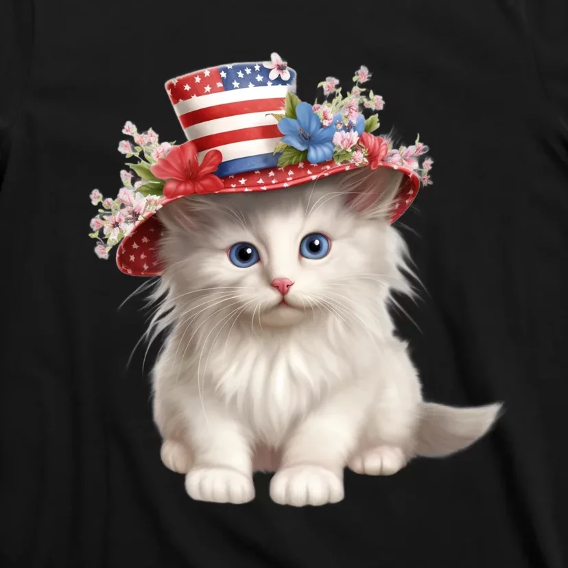 American Cat 4th Of July Cat Patriotic Cats Norwegian Forest Kitten T-Shirt