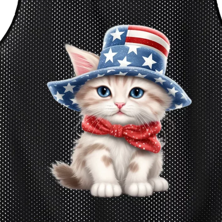 American Cat 4th Of July Cat Patriotic Cats Savannah Kitten Mesh Reversible Basketball Jersey Tank