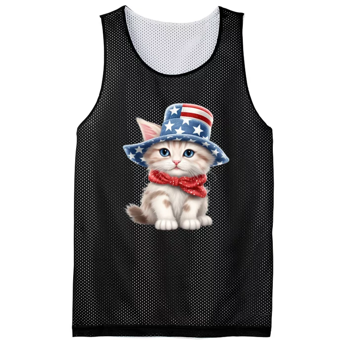 American Cat 4th Of July Cat Patriotic Cats Savannah Kitten Mesh Reversible Basketball Jersey Tank