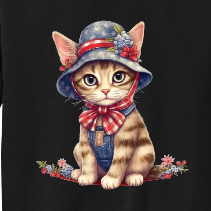 American Cat 4th Of July Cat Patriotic Cats Savannah Kitten Sweatshirt