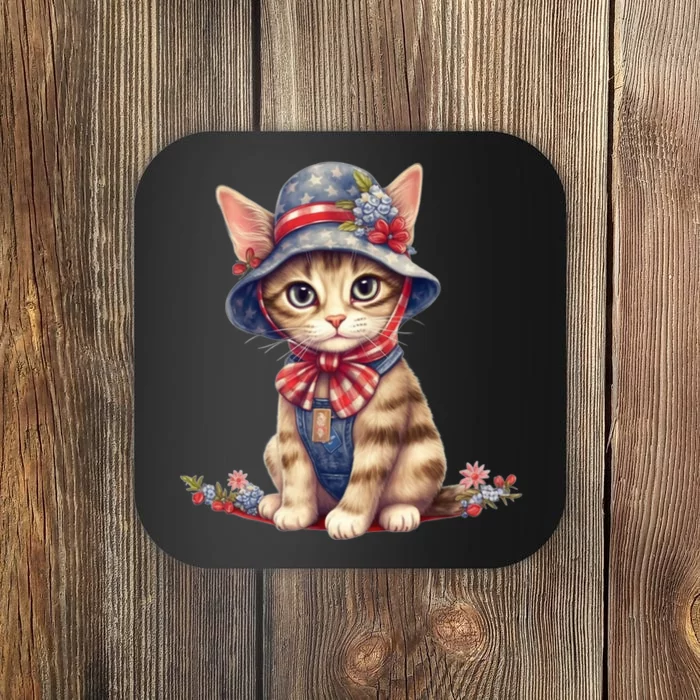 American Cat 4th Of July Cat Patriotic Cats Savannah Kitten Coaster