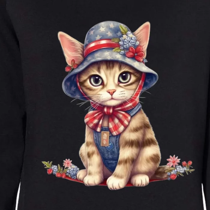 American Cat 4th Of July Cat Patriotic Cats Savannah Kitten Womens California Wash Sweatshirt