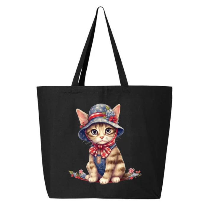 American Cat 4th Of July Cat Patriotic Cats Savannah Kitten 25L Jumbo Tote