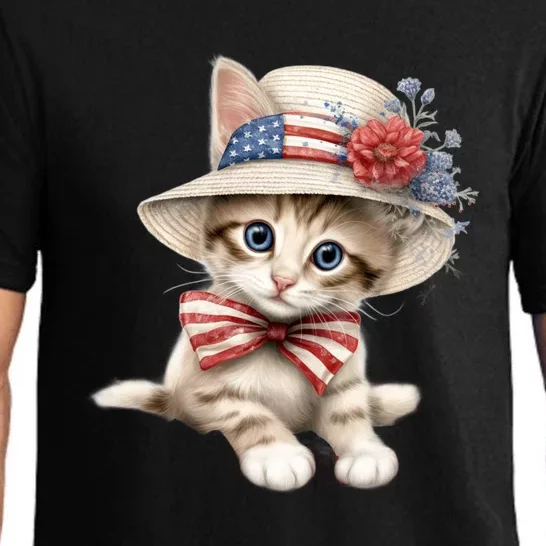 American Cat 4th Of July Cat Patriotic Cats Savannah Kitten Pajama Set