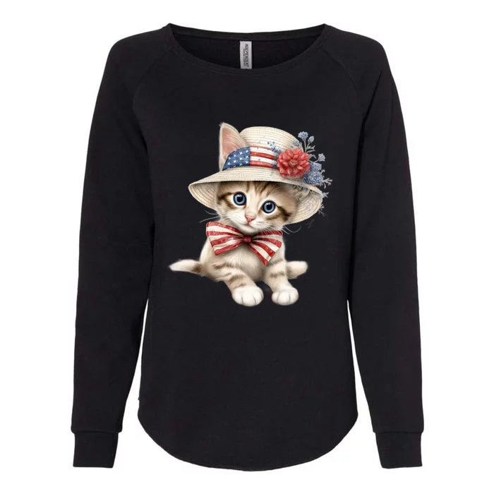 American Cat 4th Of July Cat Patriotic Cats Savannah Kitten Womens California Wash Sweatshirt