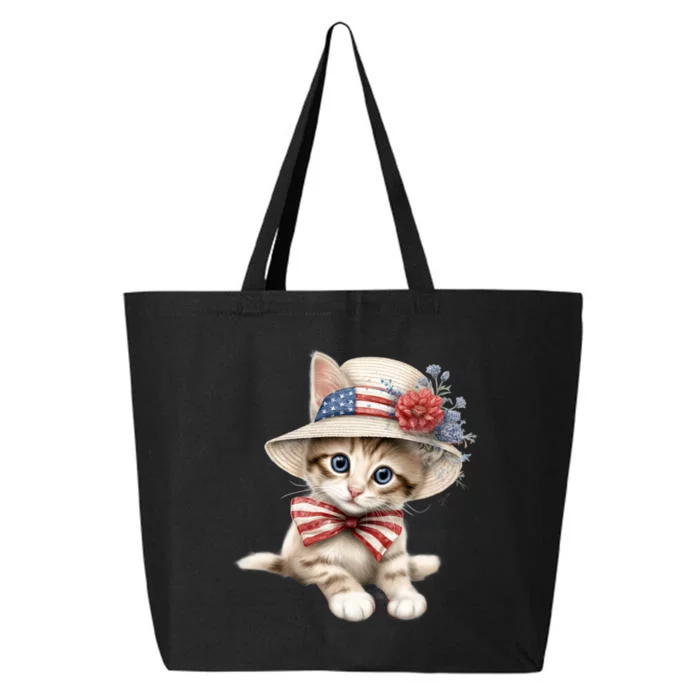 American Cat 4th Of July Cat Patriotic Cats Savannah Kitten 25L Jumbo Tote