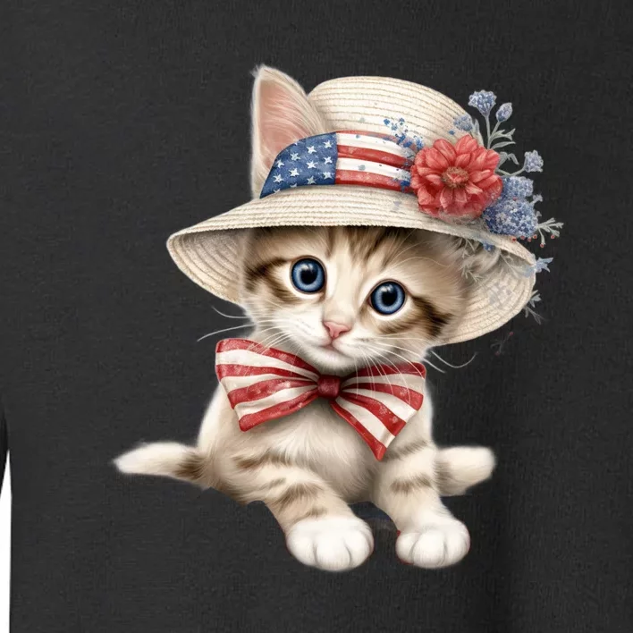 American Cat 4th Of July Cat Patriotic Cats Savannah Kitten Toddler Sweatshirt