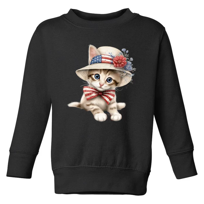 American Cat 4th Of July Cat Patriotic Cats Savannah Kitten Toddler Sweatshirt