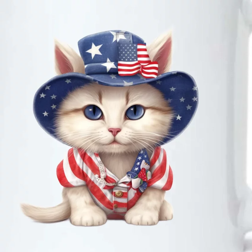 American Cat 4th Of July Cat Patriotic Cats Scottish Straight Kitten Black Color Changing Mug