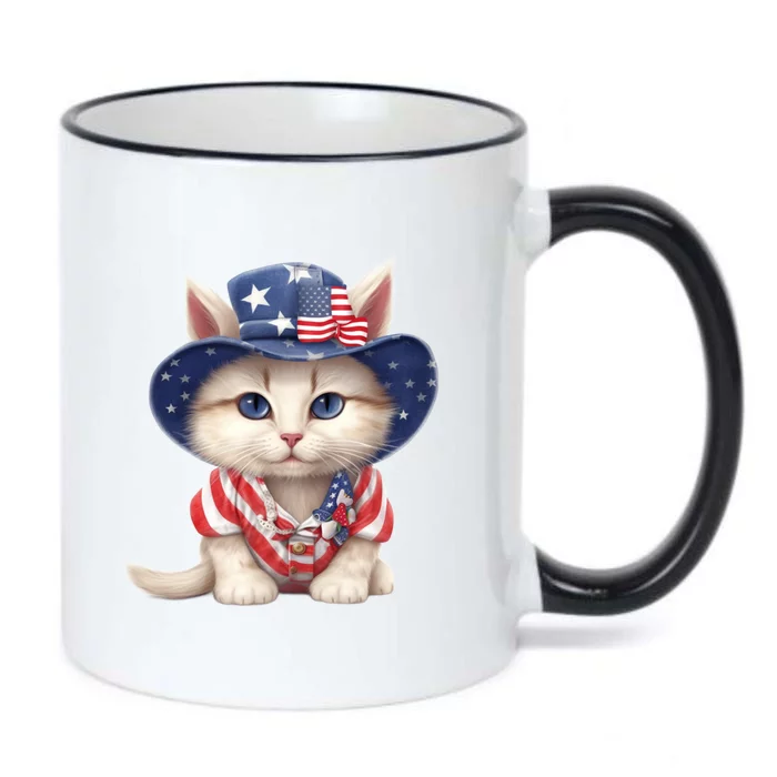 American Cat 4th Of July Cat Patriotic Cats Scottish Straight Kitten Black Color Changing Mug