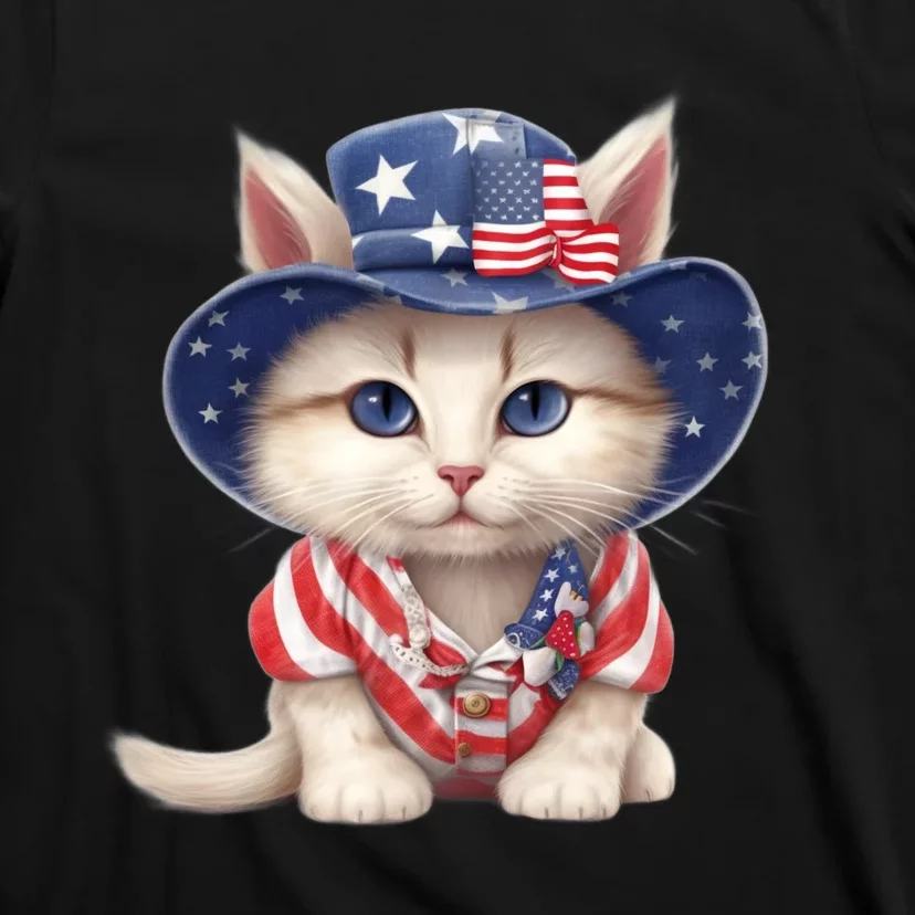 American Cat 4th Of July Cat Patriotic Cats Scottish Straight Kitten T-Shirt