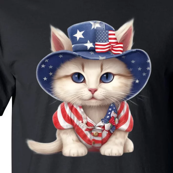 American Cat 4th Of July Cat Patriotic Cats Scottish Straight Kitten Tall T-Shirt