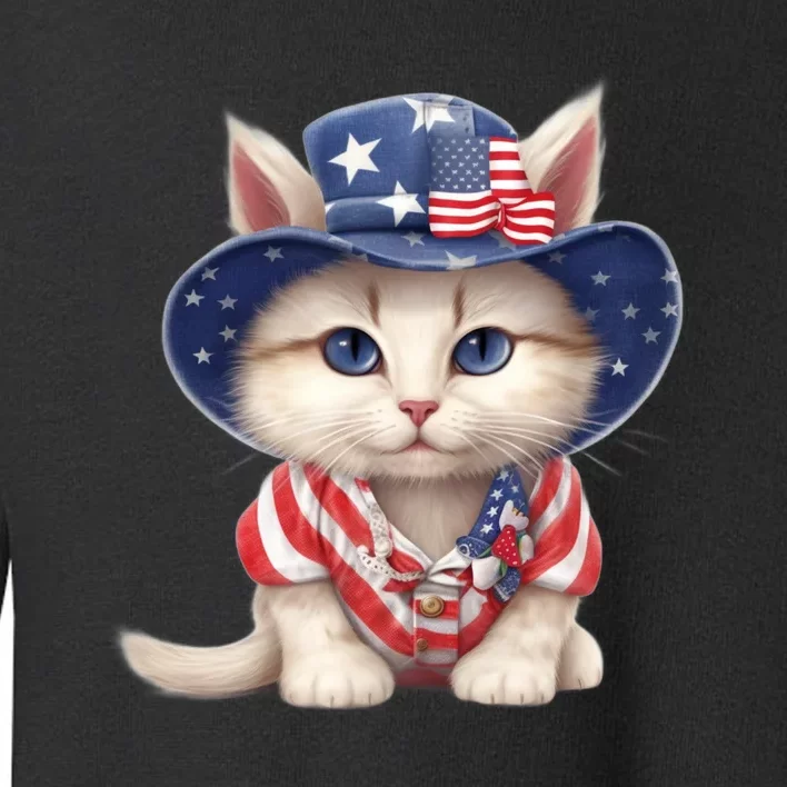 American Cat 4th Of July Cat Patriotic Cats Scottish Straight Kitten Toddler Sweatshirt