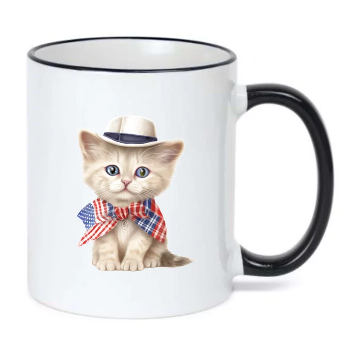 American Cat 4th Of July Cat Patriotic Cats Scottish Straight Kitten Black Color Changing Mug