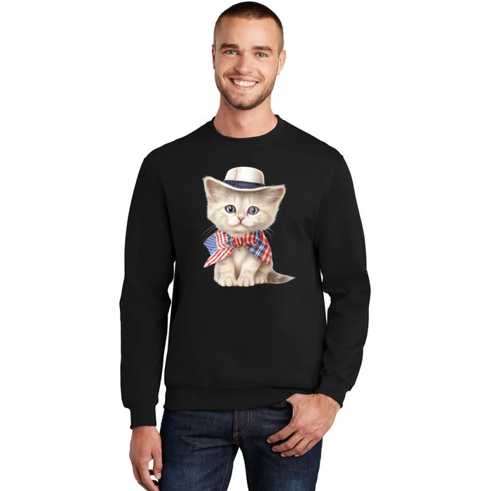 American Cat 4th Of July Cat Patriotic Cats Scottish Straight Kitten Tall Sweatshirt