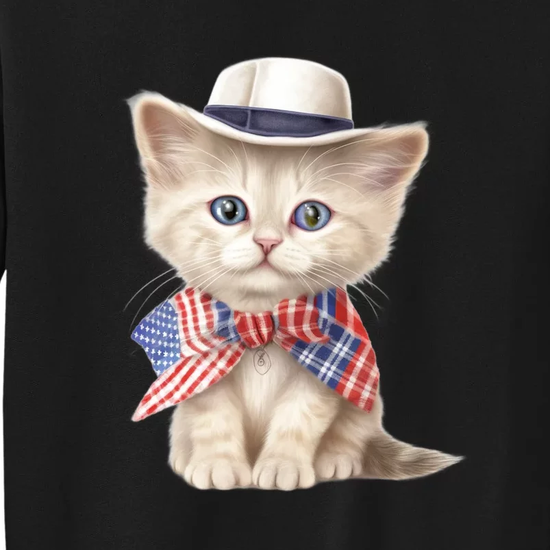 American Cat 4th Of July Cat Patriotic Cats Scottish Straight Kitten Tall Sweatshirt