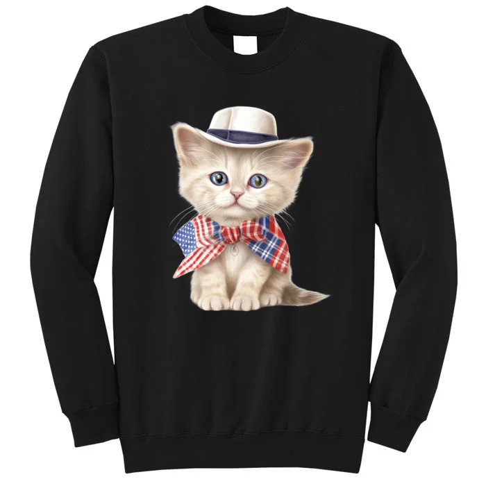 American Cat 4th Of July Cat Patriotic Cats Scottish Straight Kitten Tall Sweatshirt