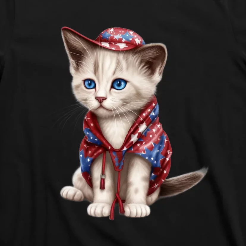 American Cat 4th Of July Cat Patriotic Cats Somali Kitten T-Shirt