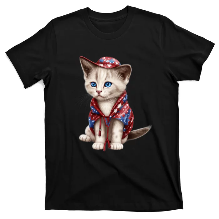 American Cat 4th Of July Cat Patriotic Cats Somali Kitten T-Shirt