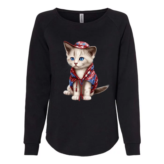 American Cat 4th Of July Cat Patriotic Cats Somali Kitten Womens California Wash Sweatshirt