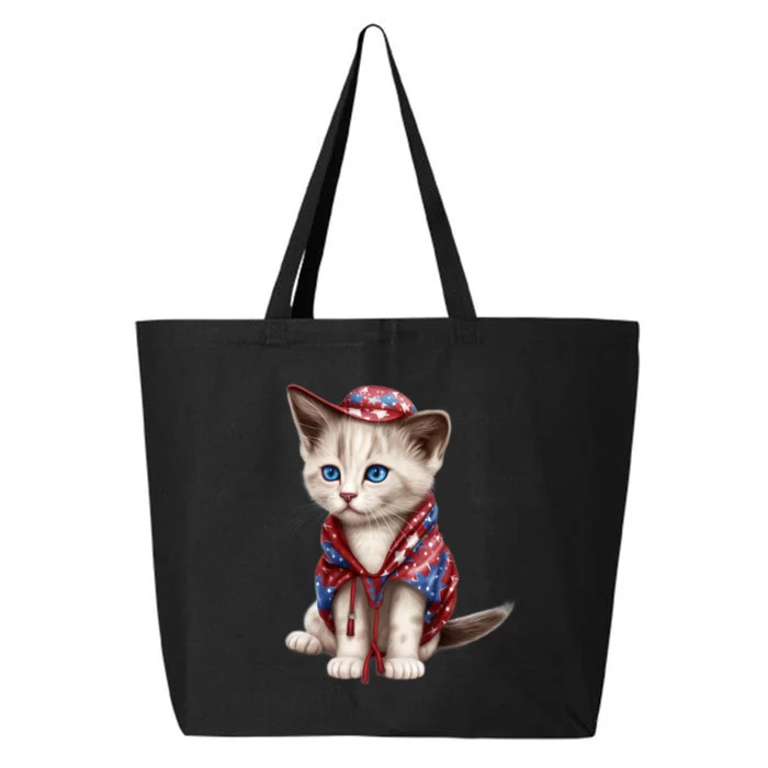 American Cat 4th Of July Cat Patriotic Cats Somali Kitten 25L Jumbo Tote