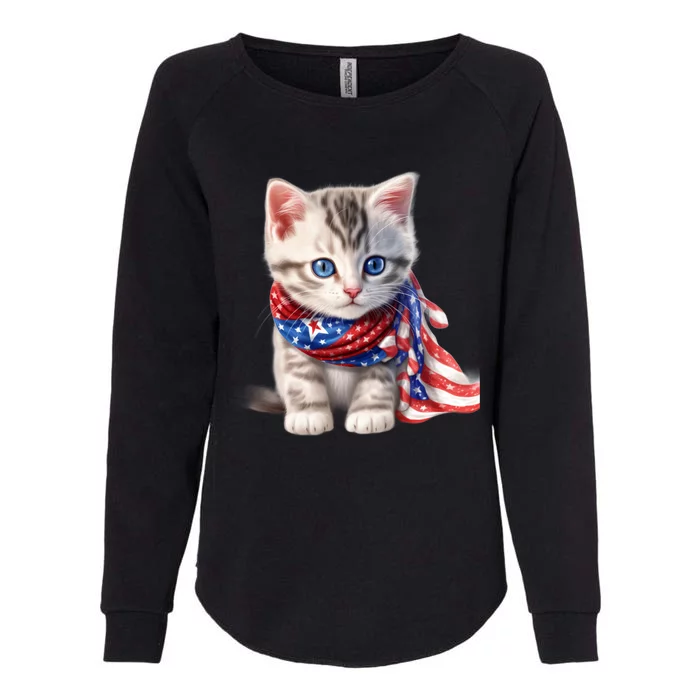 American Cat 4th Of July Cat Patriotic Cats Somali Kitten Womens California Wash Sweatshirt