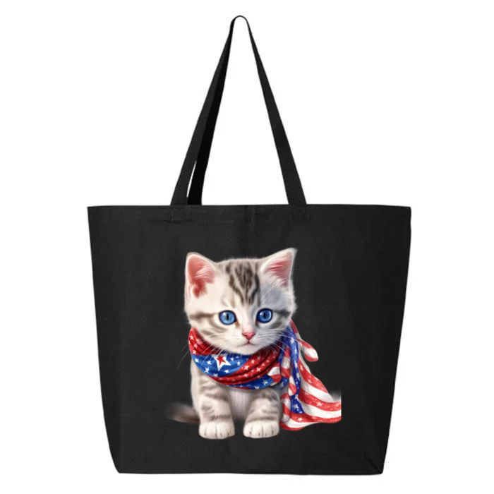 American Cat 4th Of July Cat Patriotic Cats Somali Kitten 25L Jumbo Tote