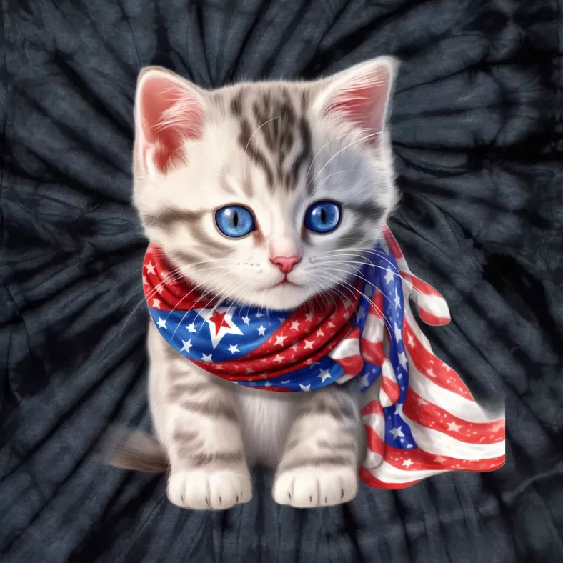 American Cat 4th Of July Cat Patriotic Cats Somali Kitten Tie-Dye T-Shirt