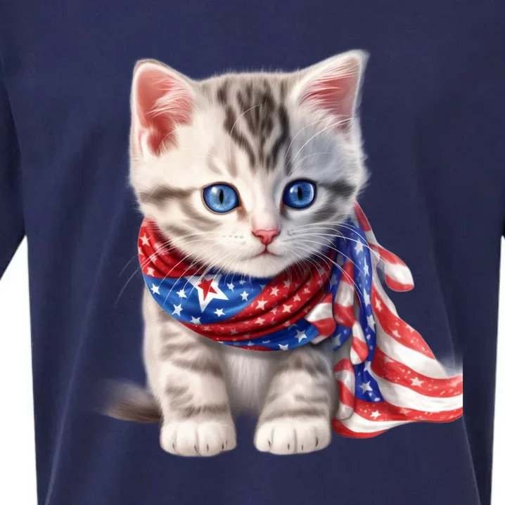 American Cat 4th Of July Cat Patriotic Cats Somali Kitten Sueded Cloud Jersey T-Shirt