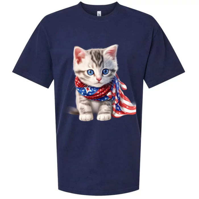 American Cat 4th Of July Cat Patriotic Cats Somali Kitten Sueded Cloud Jersey T-Shirt