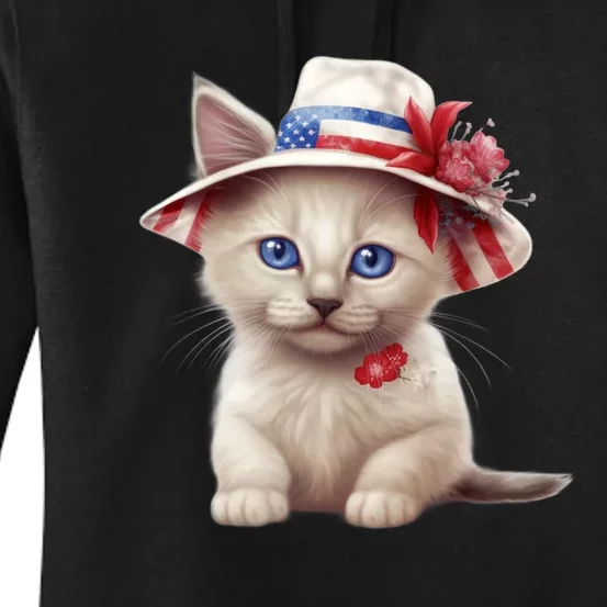 American Cat 4th Of July Cat Patriotic Cats Somali Kitten Women's Pullover Hoodie