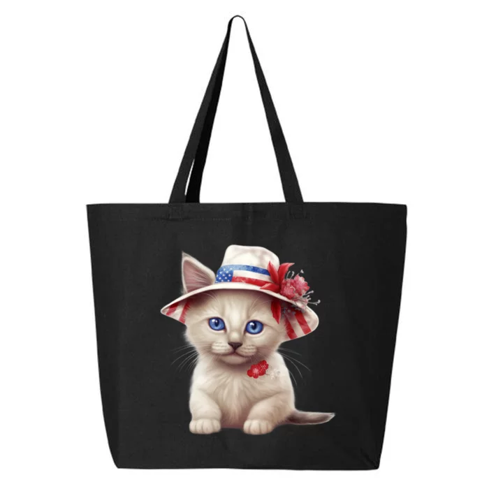 American Cat 4th Of July Cat Patriotic Cats Somali Kitten 25L Jumbo Tote