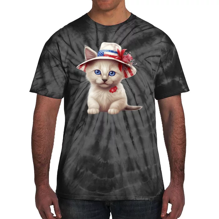 American Cat 4th Of July Cat Patriotic Cats Somali Kitten Tie-Dye T-Shirt