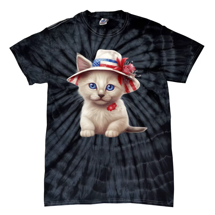 American Cat 4th Of July Cat Patriotic Cats Somali Kitten Tie-Dye T-Shirt