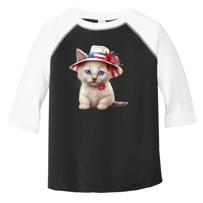 American Cat 4th Of July Cat Patriotic Cats Somali Kitten Toddler Fine Jersey T-Shirt