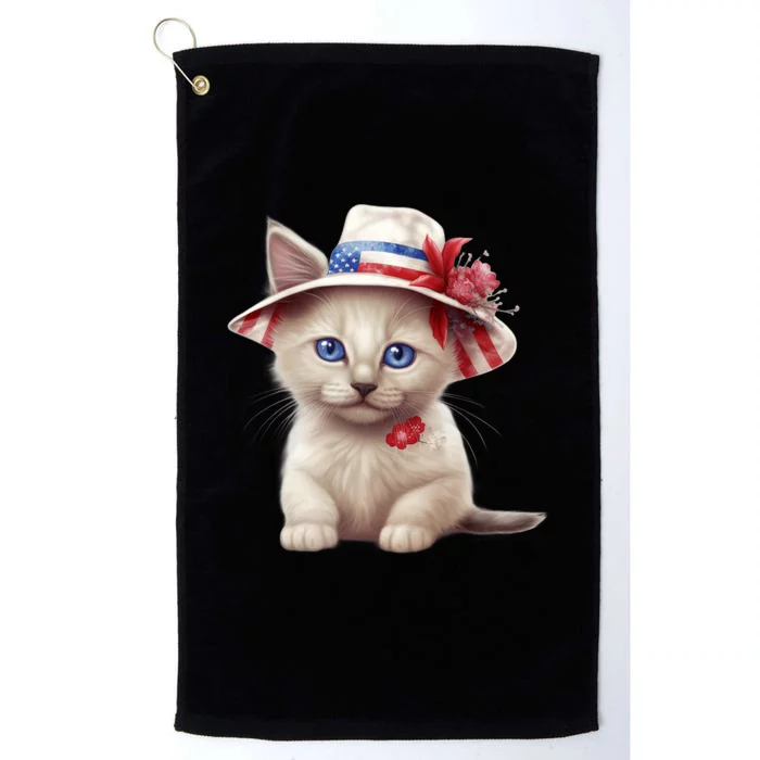 American Cat 4th Of July Cat Patriotic Cats Somali Kitten Platinum Collection Golf Towel