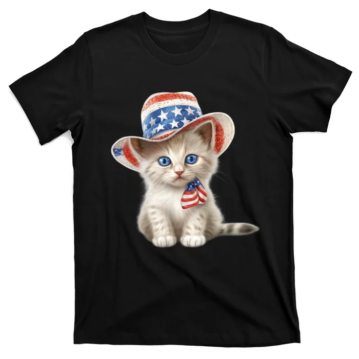 American Cat 4th Of July Cat Patriotic Cats Somali Kitten T-Shirt