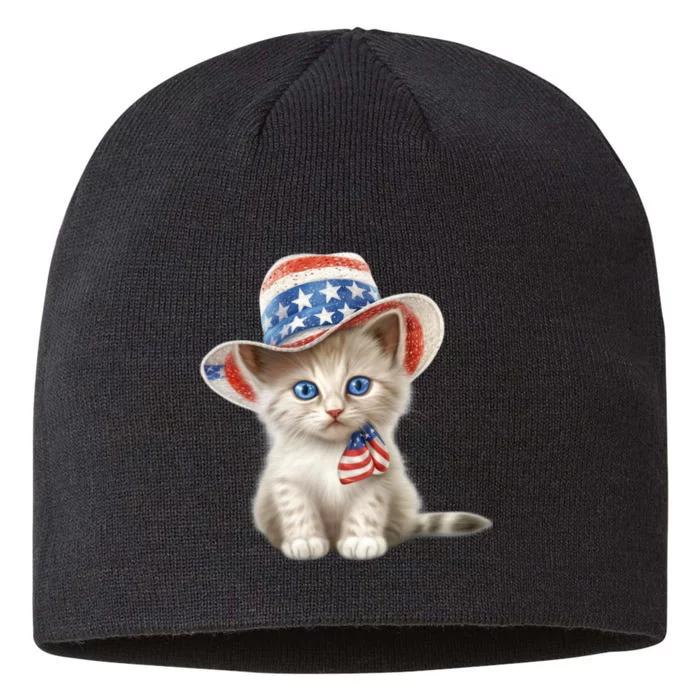 American Cat 4th Of July Cat Patriotic Cats Somali Kitten 8 1/2in Sustainable Knit Beanie