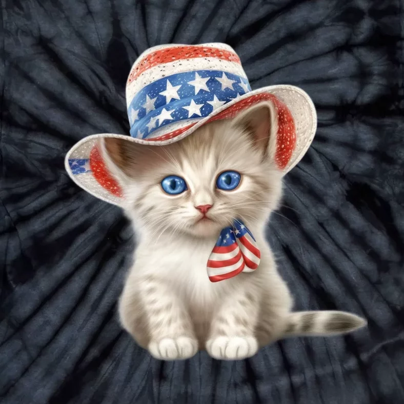 American Cat 4th Of July Cat Patriotic Cats Somali Kitten Tie-Dye T-Shirt