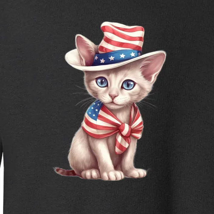 American Cat 4th Of July Cat Patriotic Cats Sphynx Kitten Toddler Sweatshirt