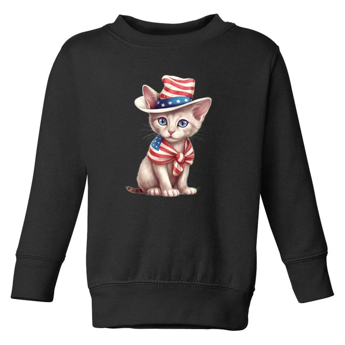 American Cat 4th Of July Cat Patriotic Cats Sphynx Kitten Toddler Sweatshirt