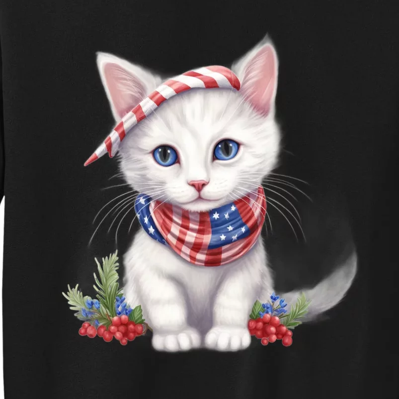 American Cat 4th Of July Cat Patriotic Cats Turkish Angora Kitten Sweatshirt