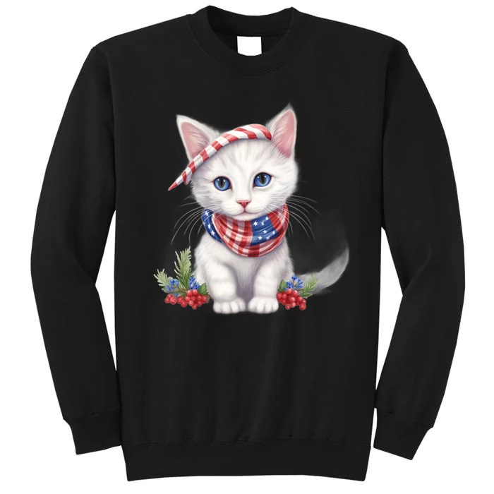 American Cat 4th Of July Cat Patriotic Cats Turkish Angora Kitten Sweatshirt